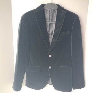 Zara Man Black Velvet-like 2-Button Double Vent Suit Blazer Jacket